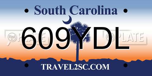 609YDL South Carolina License Plate