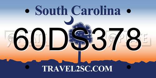 60DS378 South Carolina License Plate