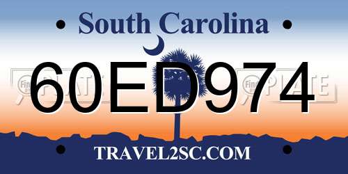 60ED974 South Carolina License Plate