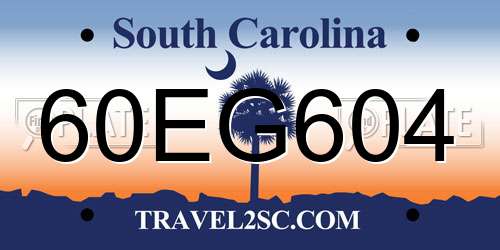 60EG604 South Carolina License Plate