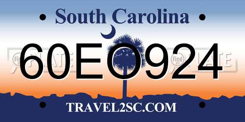60EO924 South Carolina License Plate