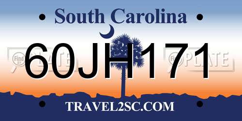 60JH171 South Carolina License Plate