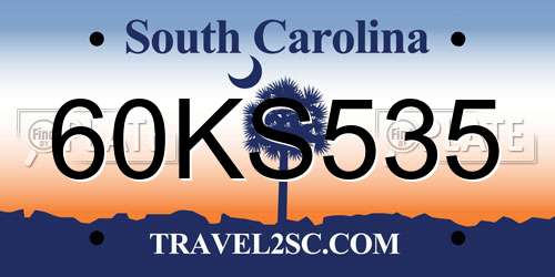 60KS535 South Carolina License Plate