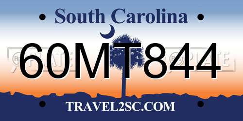 60MT844 South Carolina License Plate