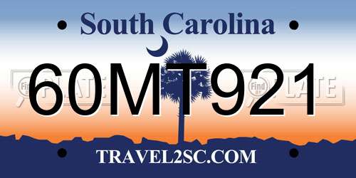 60MT921 South Carolina License Plate