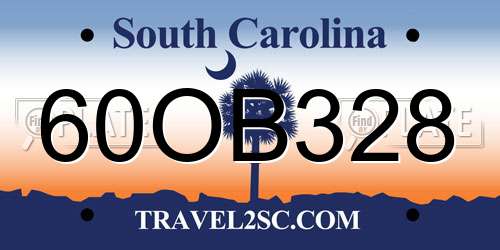 60OB328 South Carolina License Plate