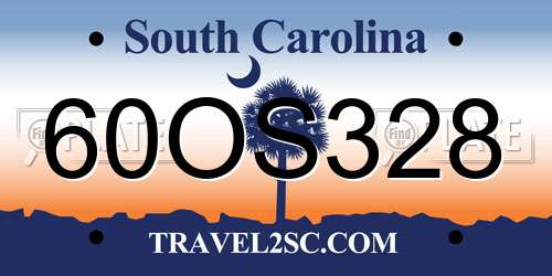 60OS328 South Carolina License Plate
