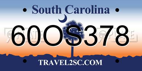 60OS378 South Carolina License Plate