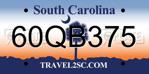 60QB375 South Carolina License Plate