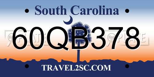 60QB378 South Carolina License Plate