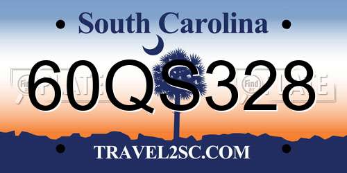 60QS328 South Carolina License Plate