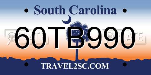 60TB990 South Carolina License Plate