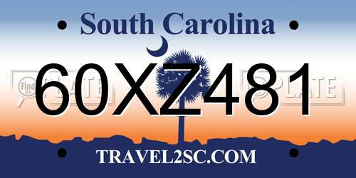 60XZ481 South Carolina License Plate