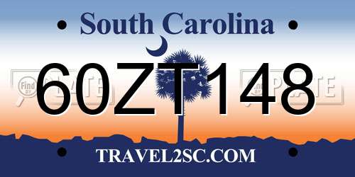 60ZT148 South Carolina License Plate