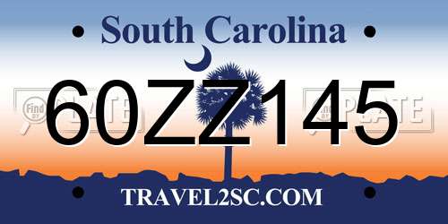 60ZZ145 South Carolina License Plate