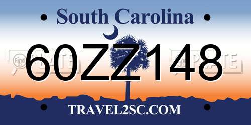 60ZZ148 South Carolina License Plate