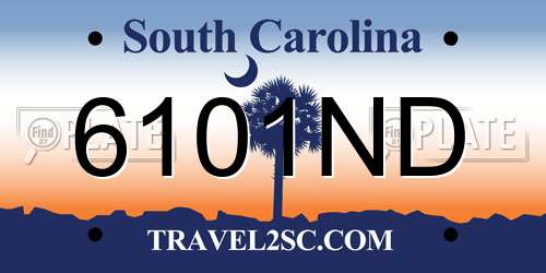 6101ND South Carolina License Plate