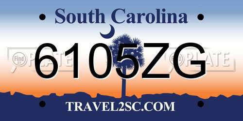 6105ZG South Carolina License Plate