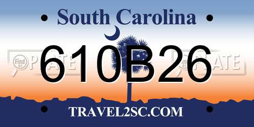 610B26 South Carolina License Plate