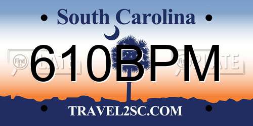 610BPM South Carolina License Plate