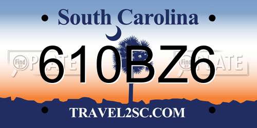 610BZ6 South Carolina License Plate