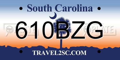 610BZG South Carolina License Plate