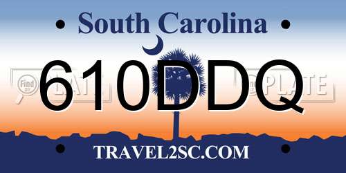 610DDQ South Carolina License Plate