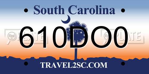 610DO0 South Carolina License Plate