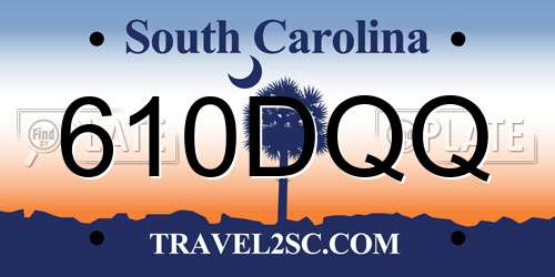 610DQQ South Carolina License Plate