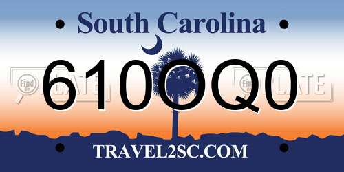 610OQ0 South Carolina License Plate