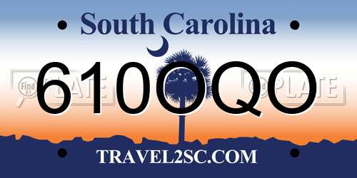 610OQO South Carolina License Plate