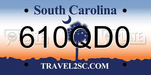 610QD0 South Carolina License Plate