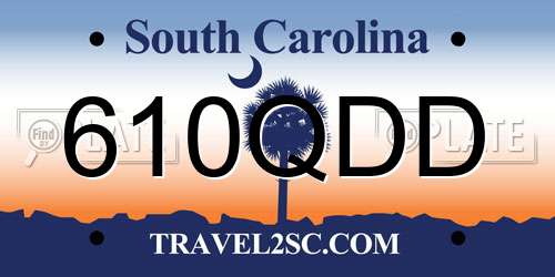 610QDD South Carolina License Plate