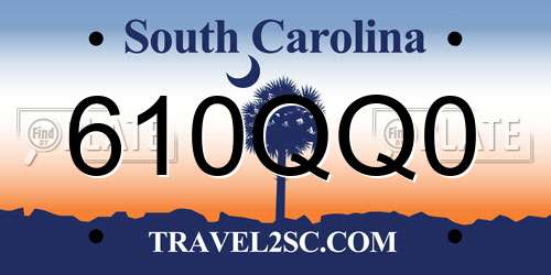 610QQ0 South Carolina License Plate