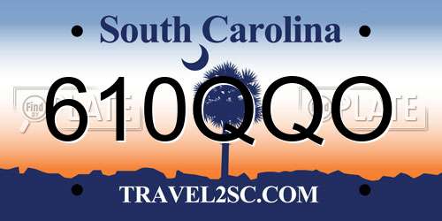 610QQO South Carolina License Plate