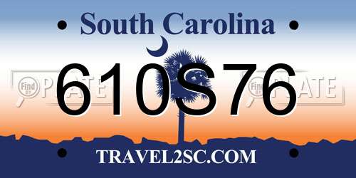 610S76 South Carolina License Plate