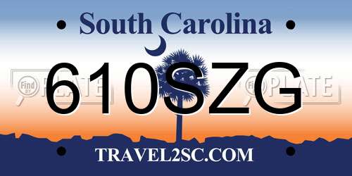 610SZG South Carolina License Plate