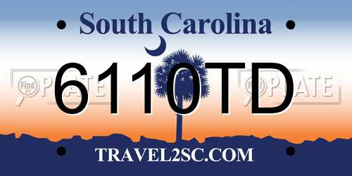 6110TD South Carolina License Plate