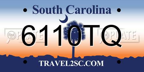 6110TQ South Carolina License Plate