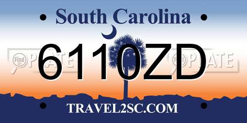 6110ZD South Carolina License Plate