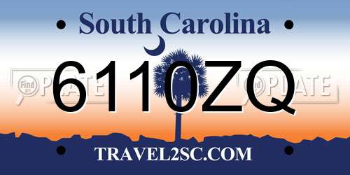 6110ZQ South Carolina License Plate