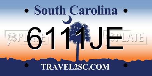 6111JE South Carolina License Plate