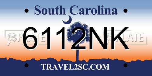 6112NK South Carolina License Plate