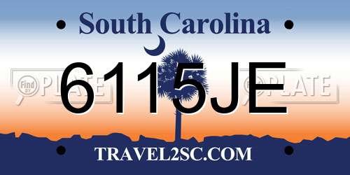 6115JE South Carolina License Plate