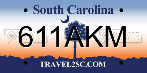 611AKM South Carolina License Plate