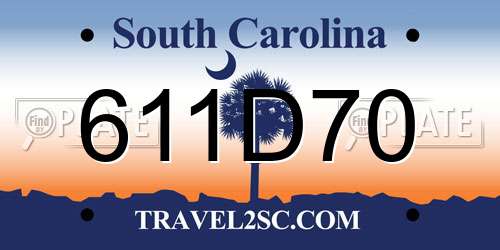 611D70 South Carolina License Plate