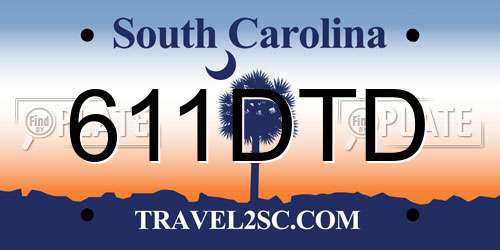 611DTD South Carolina License Plate