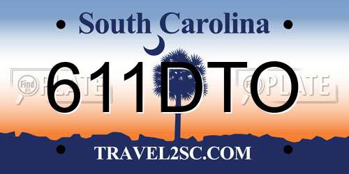 611DTO South Carolina License Plate