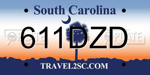 611DZD South Carolina License Plate