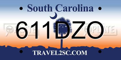 611DZO South Carolina License Plate
